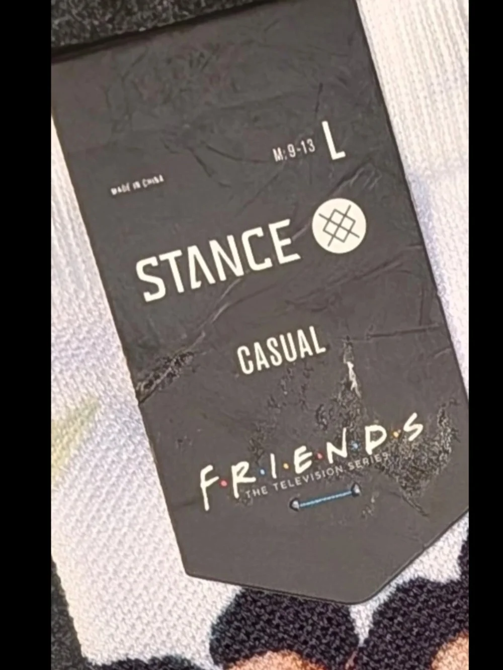 NWT STANCE “F•R•I•E•N•D•S” The One With The Diner Crew Socks SZ L White “Friends